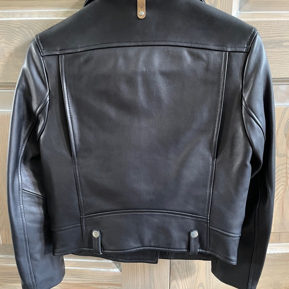Black Leather Mackage Moto Jacket XS - Picture 6 of 7